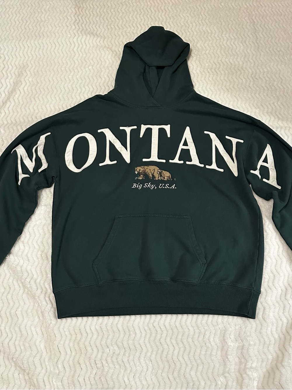 Montana Big Sky Dark Green Hoodie Sweatshirt Size Medium